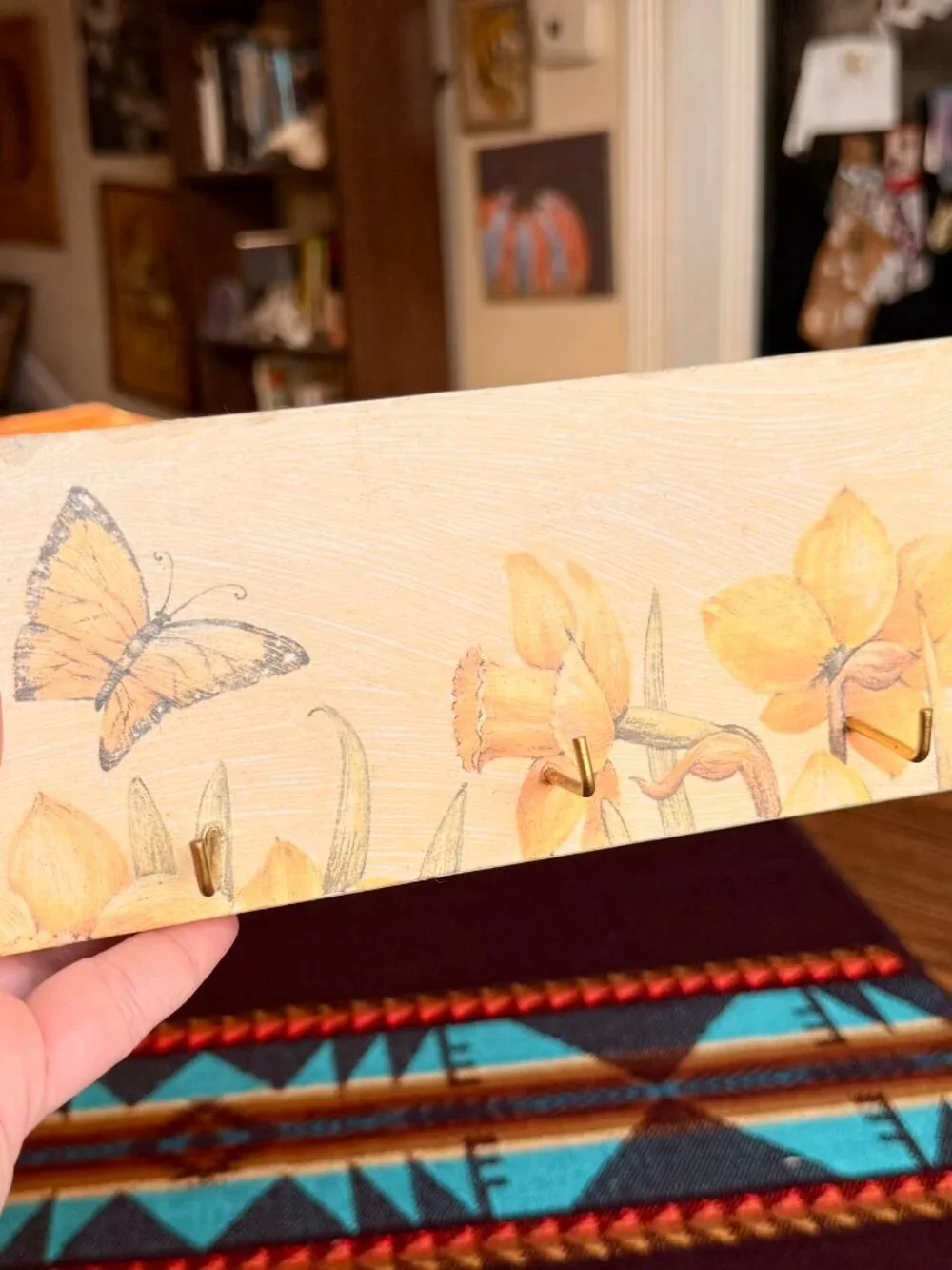 Vintage Fairy Cottagecore Floral Lily and Butterfly Entryway Key Hanger